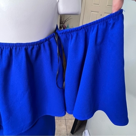 ZARA Off Shoulder Blue Jumpsuit Bloggers Favourite Size Small - Picture 5 of 14